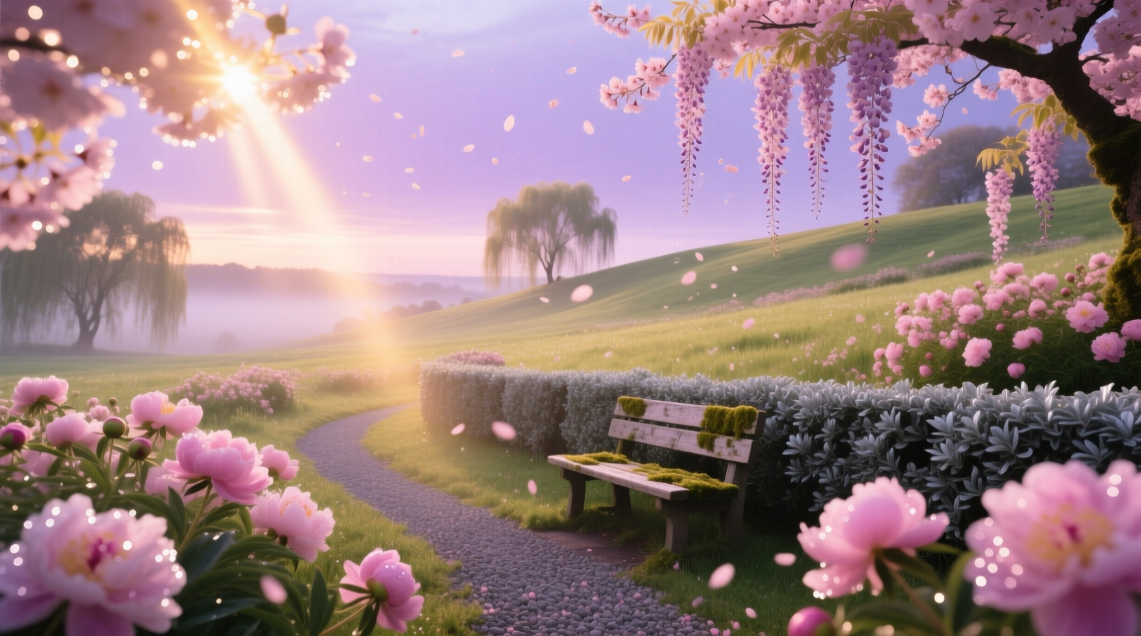pink flowers garden