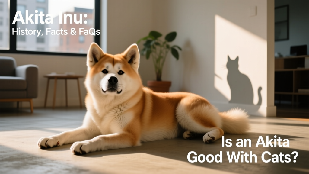 smiling akita inu lying on a cement floor