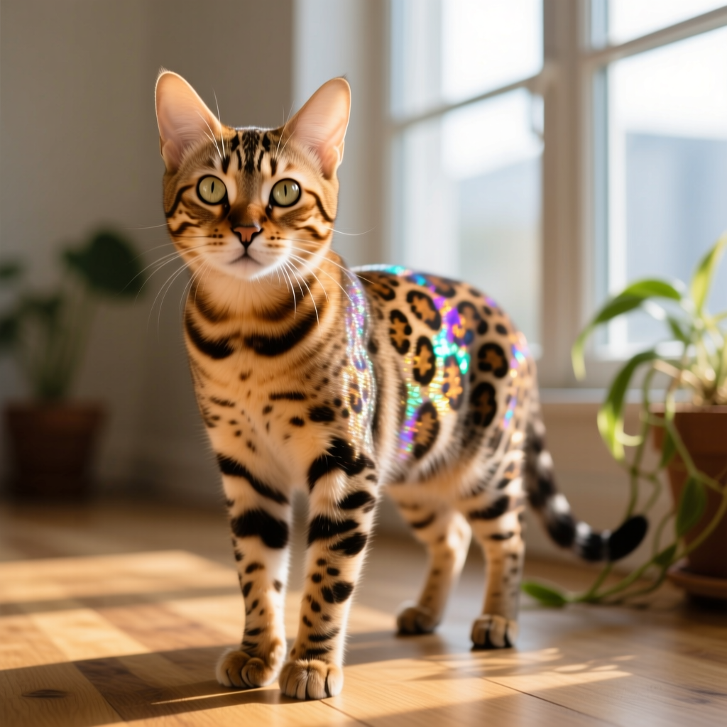 A Bengal cat with distinctive spotted coat