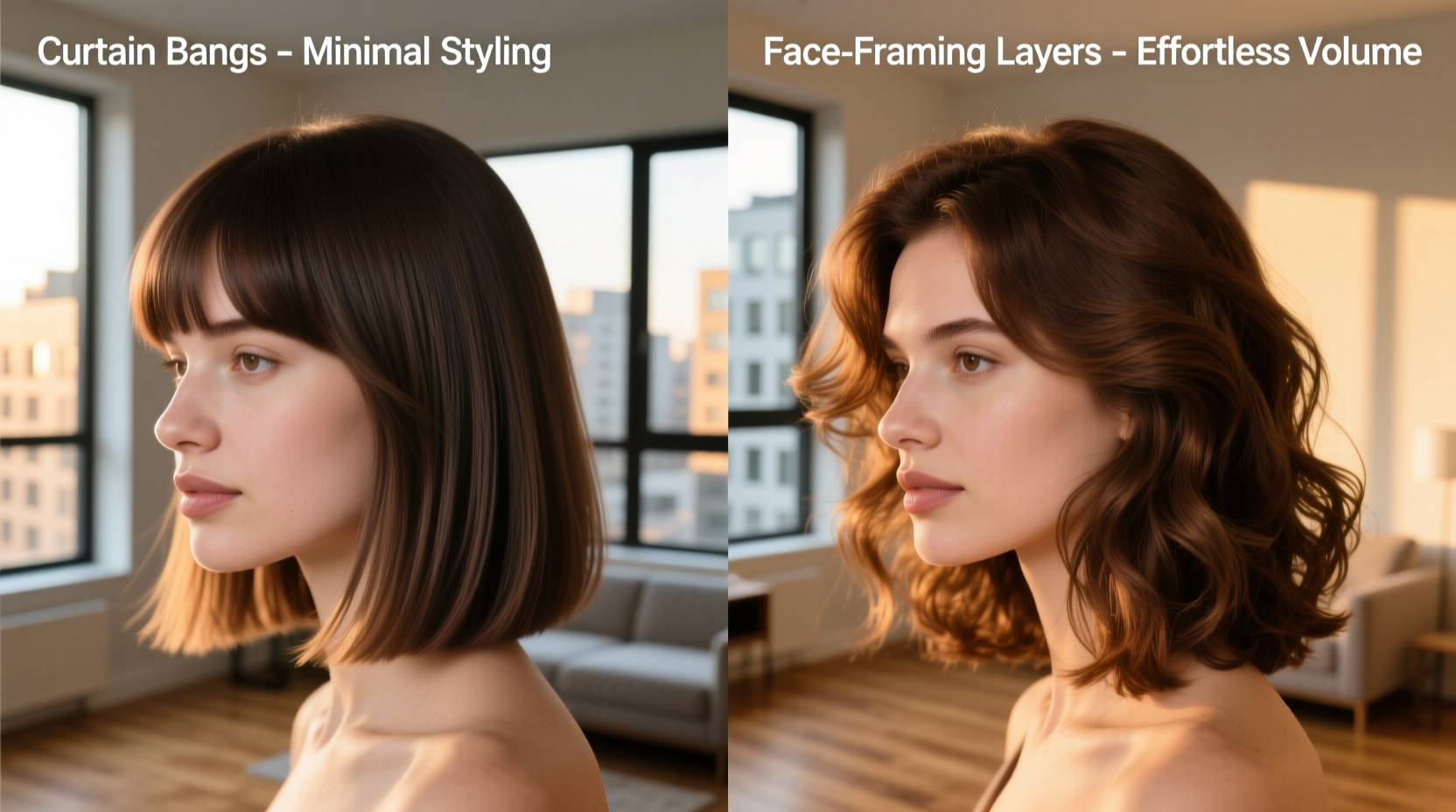 curtain bangs vs face framing layers which requires less daily styling