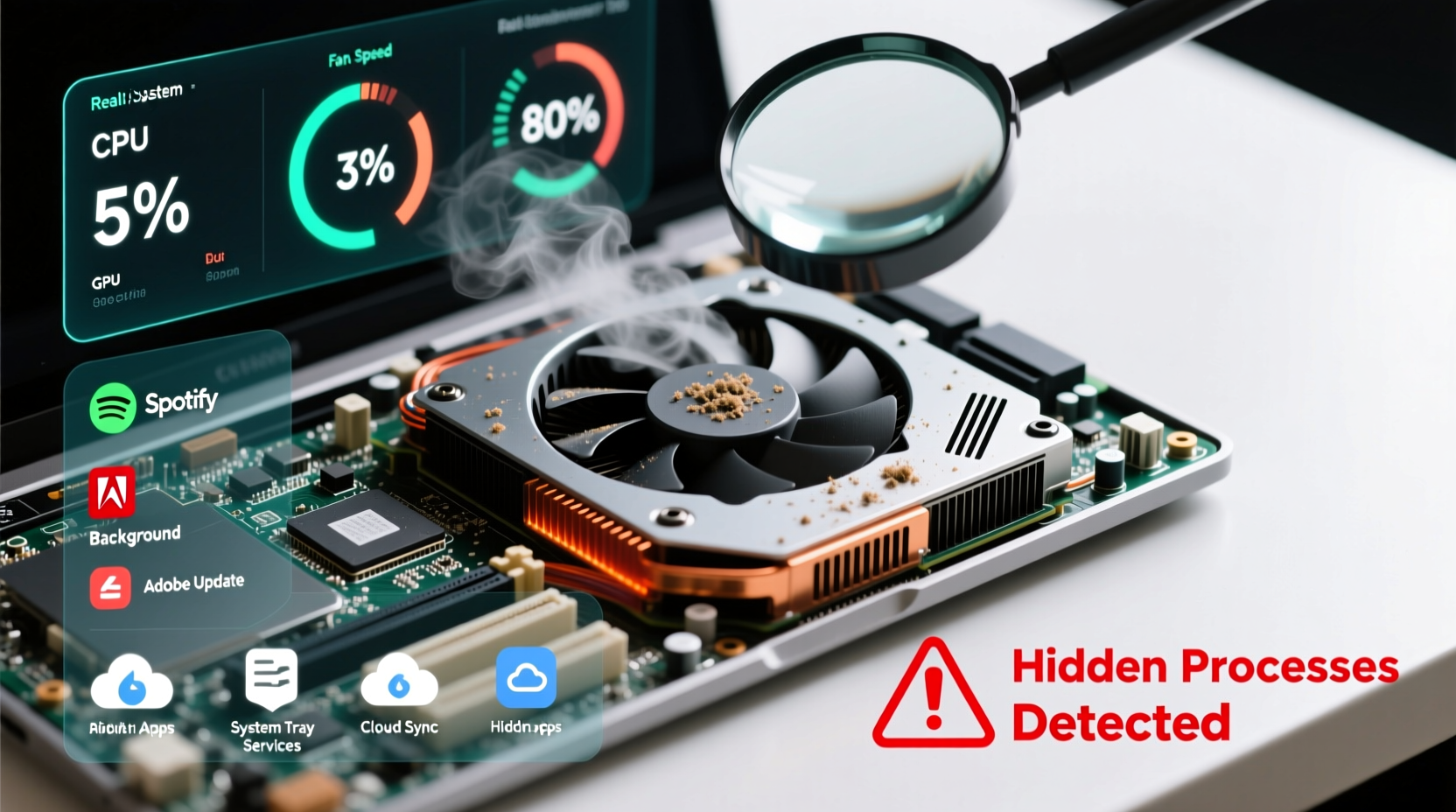 why does my laptop fan run constantly even when idle hidden apps and fixes