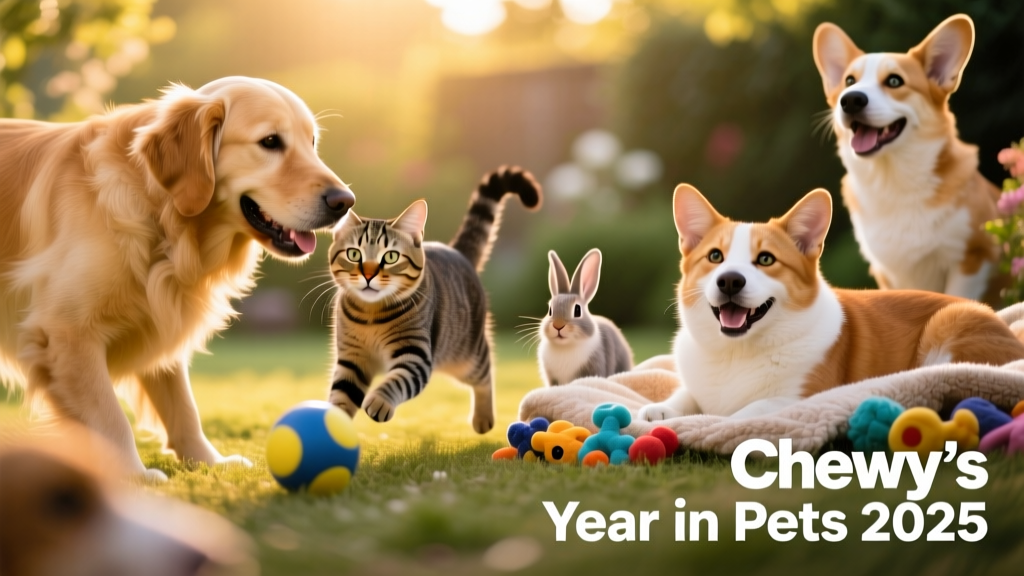 A joyful collage of dogs, cats, and other pets smiling and playing together