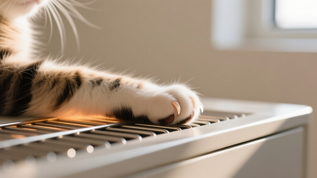 Cat Paw Resting on the Heating Vent: Warmth Seek
