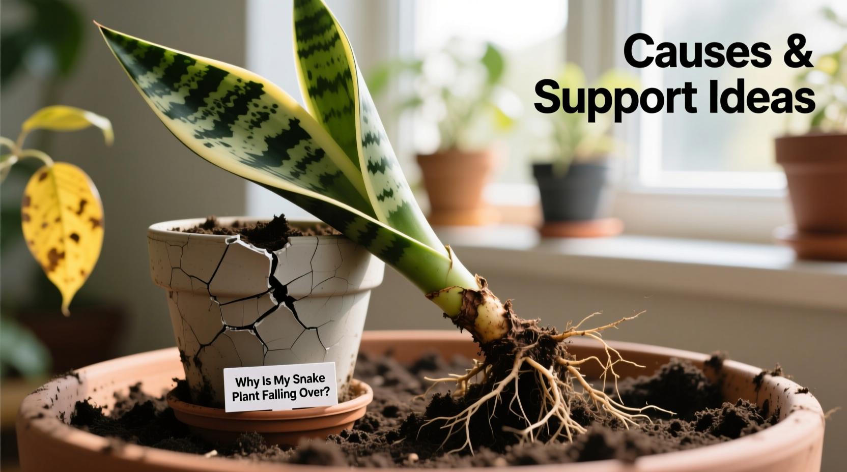 why is my snake plant falling over causes and support ideas