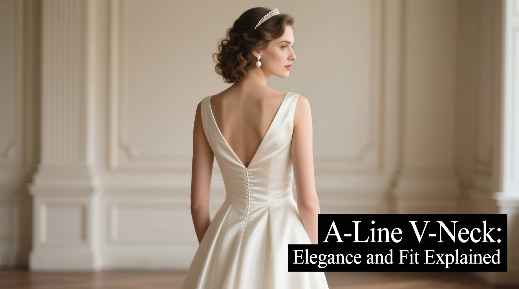 a line v neck wedding dress