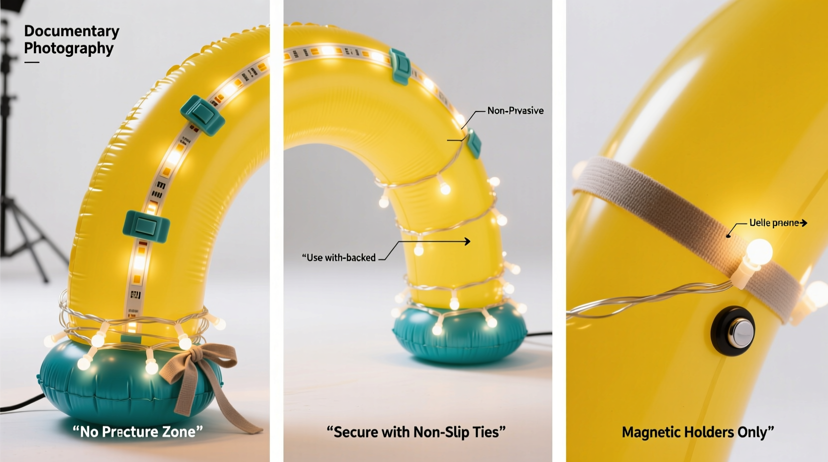 how to attach lights to inflatable decorations without puncturing seams