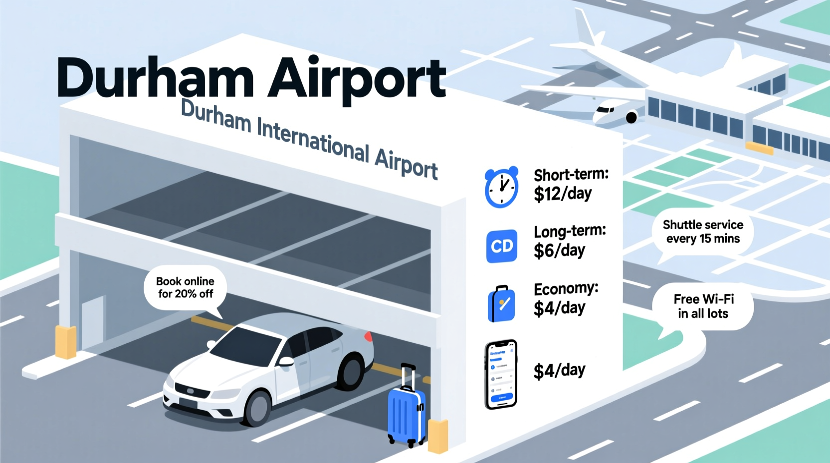 how much to leave car at durham aiport