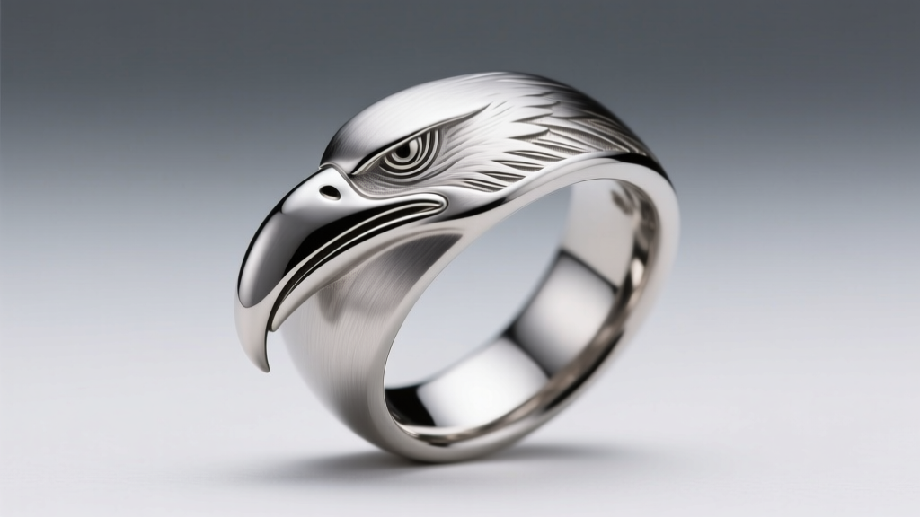 Titanium eagle talon ring with a brushed finish, showing the ergonomic curve designed for comfortable daily knuckle clearance