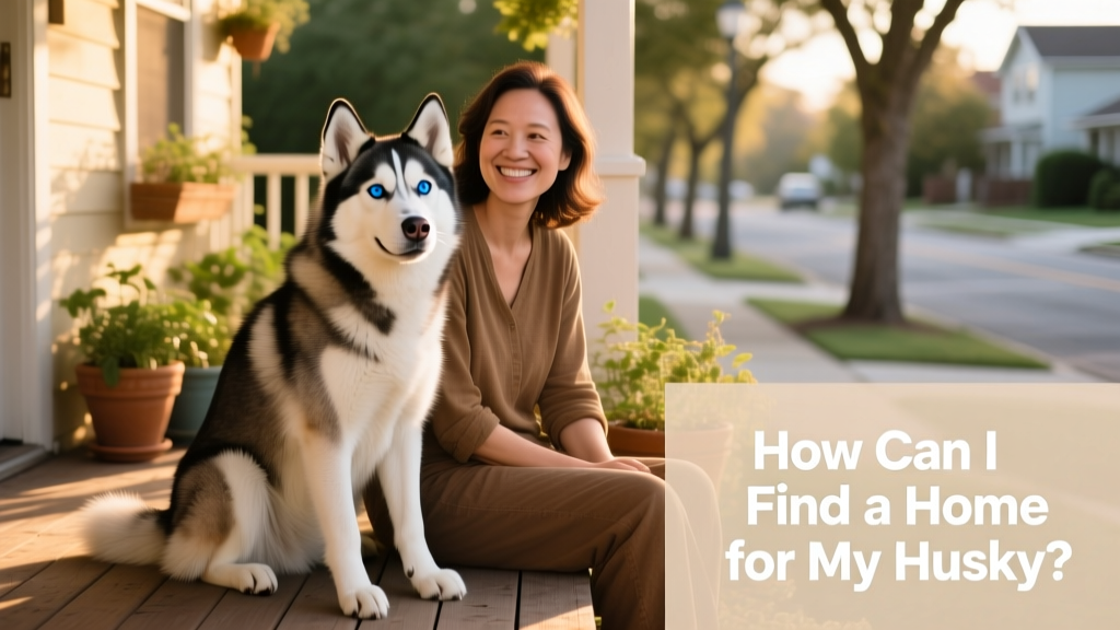 A friendly Siberian Husky sitting calmly beside a smiling adult