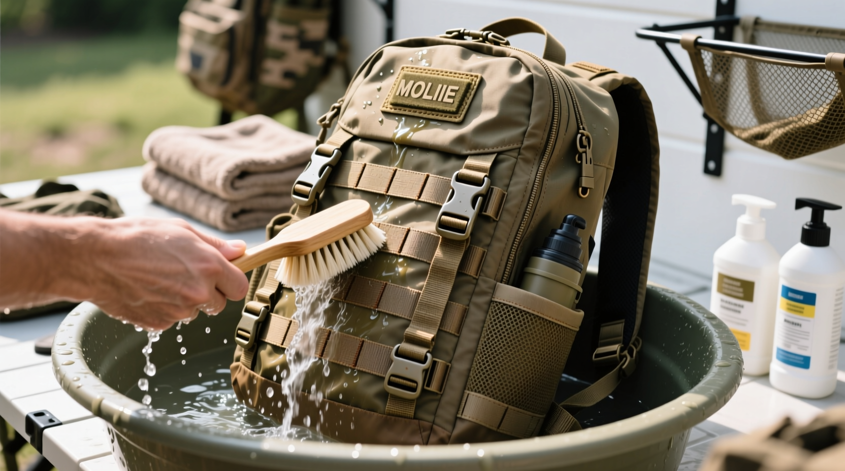 how to wash tactical backpacks without rusting hardware