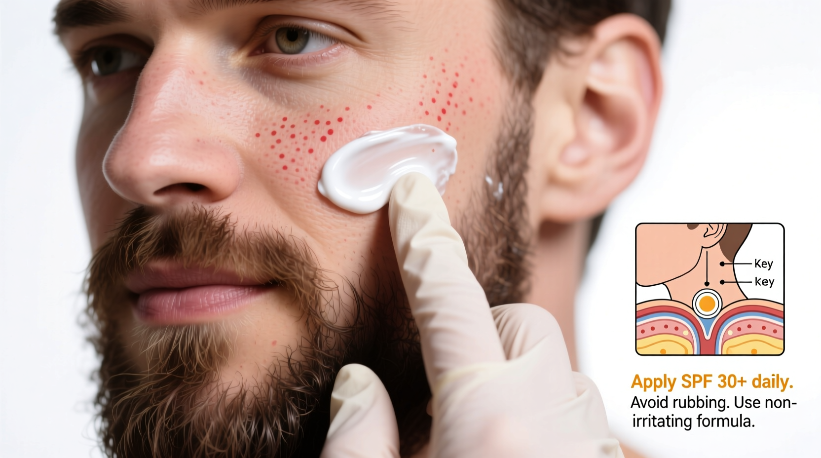 how to apply sunscreen under beard without irritating facial skin