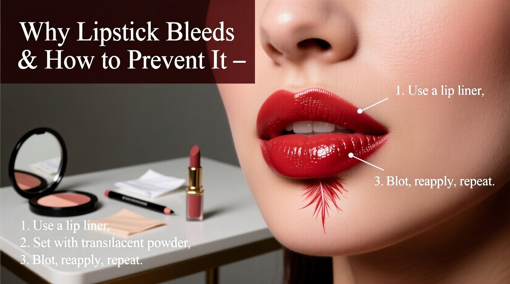 why does my lipstick bleed and how to keep it in place all day