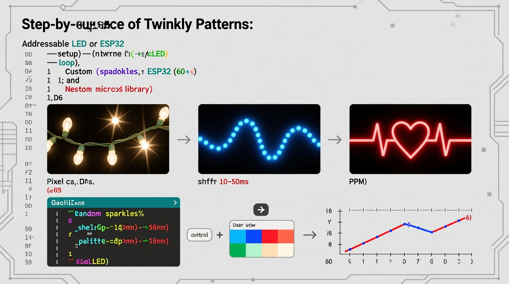how to program a sequence of twinkling patterns on addressable led christmas lights