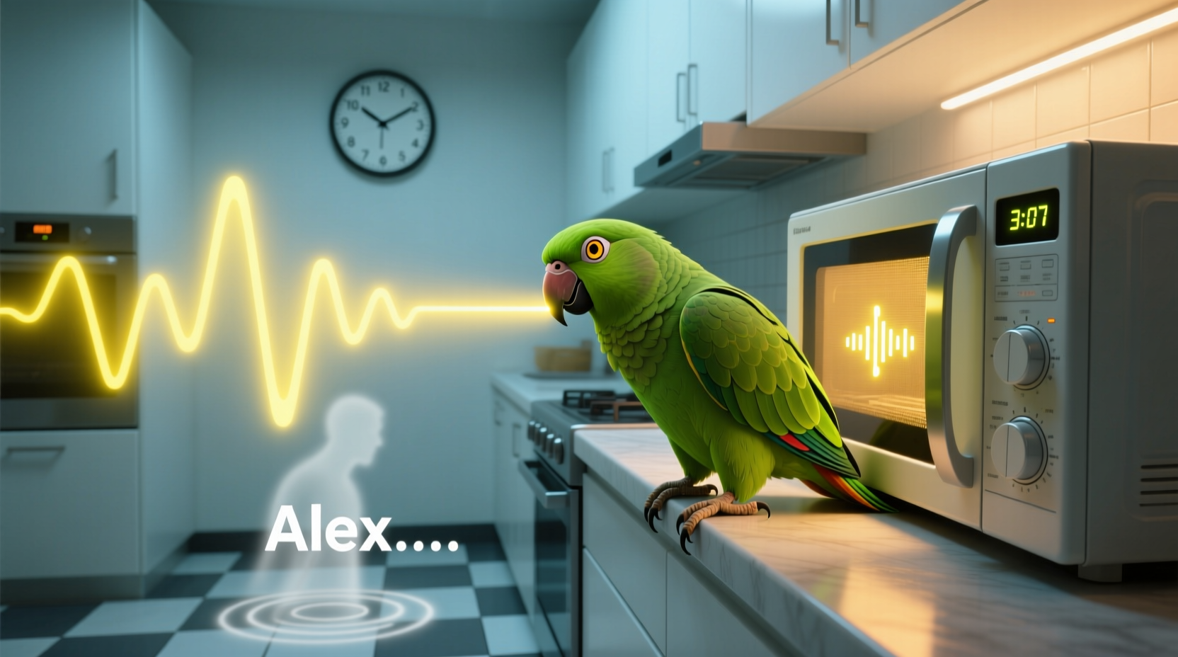 why does my parrot mimic the microwave beep but not my name