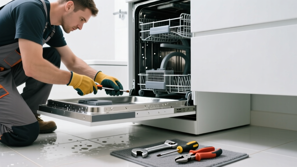 Fixing a Dishwasher Leaking in the Bathroom
