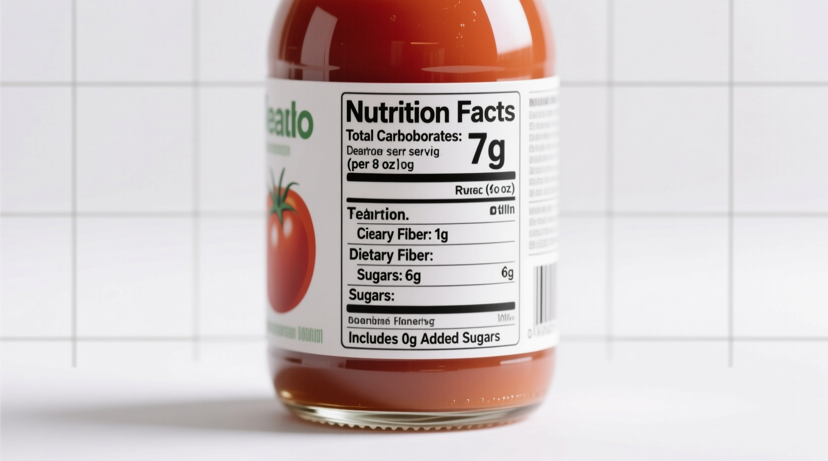 Nutrition label showing carb content in tomato juice