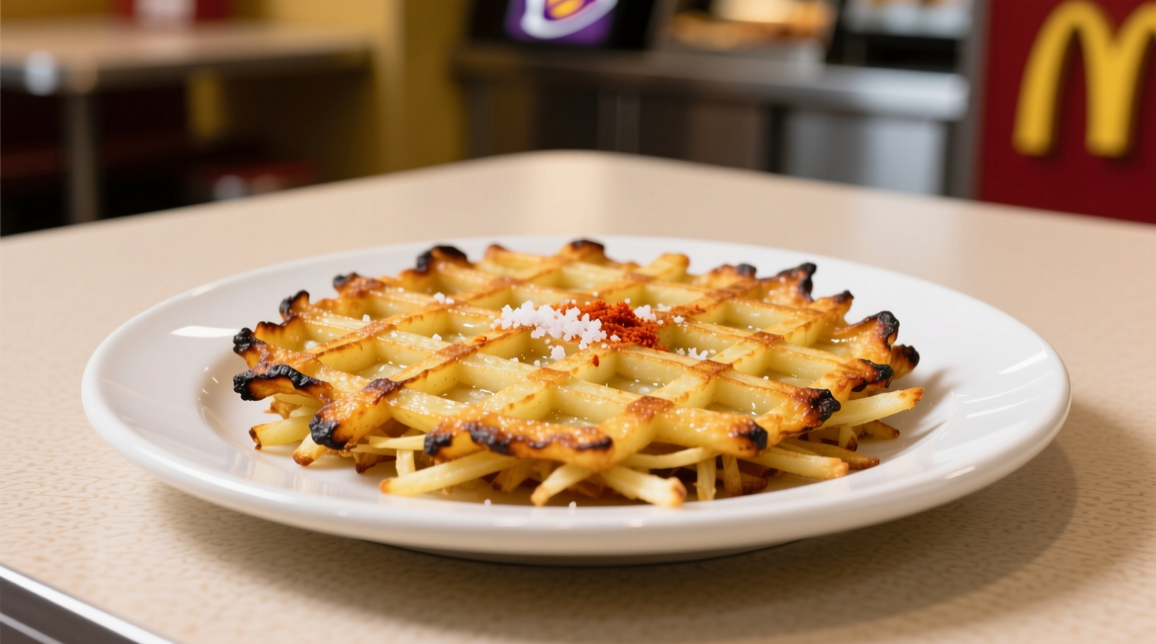 Taco Bell hash browns served on white plate