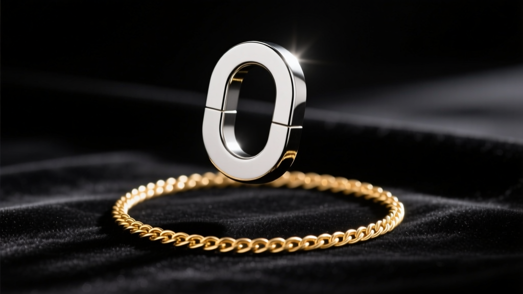 Neodymium magnet hovering above a 14k gold rope chain on black velvet, showing absolutely zero magnetic attraction to the metal