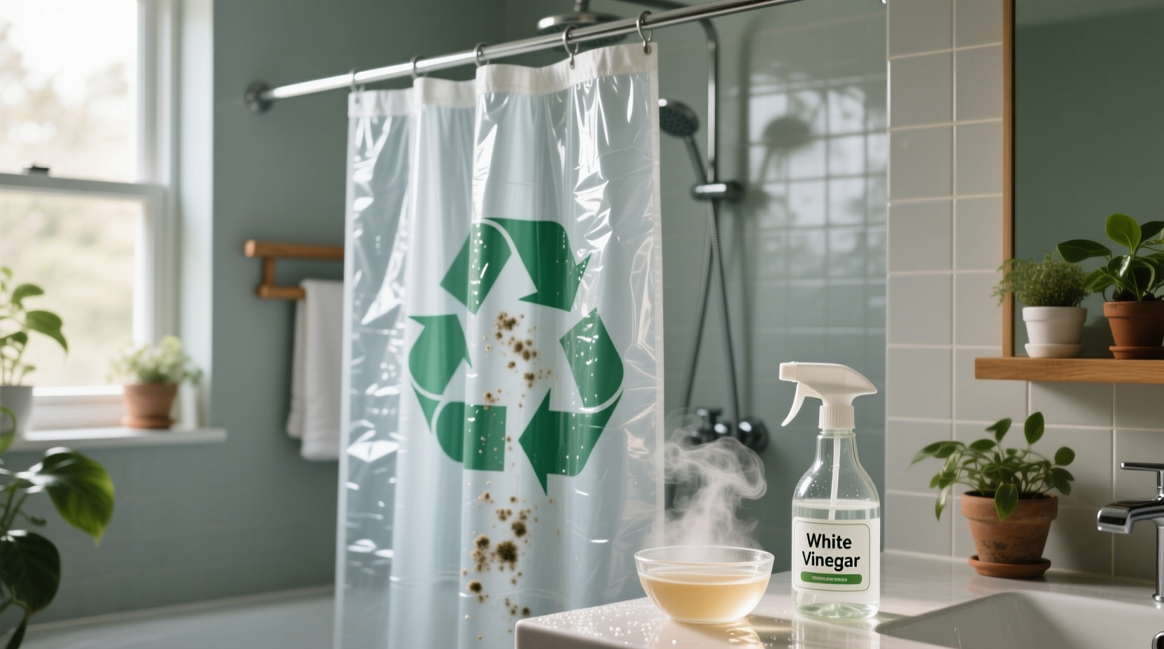 vinegar vs mildew on recycled pet curtains