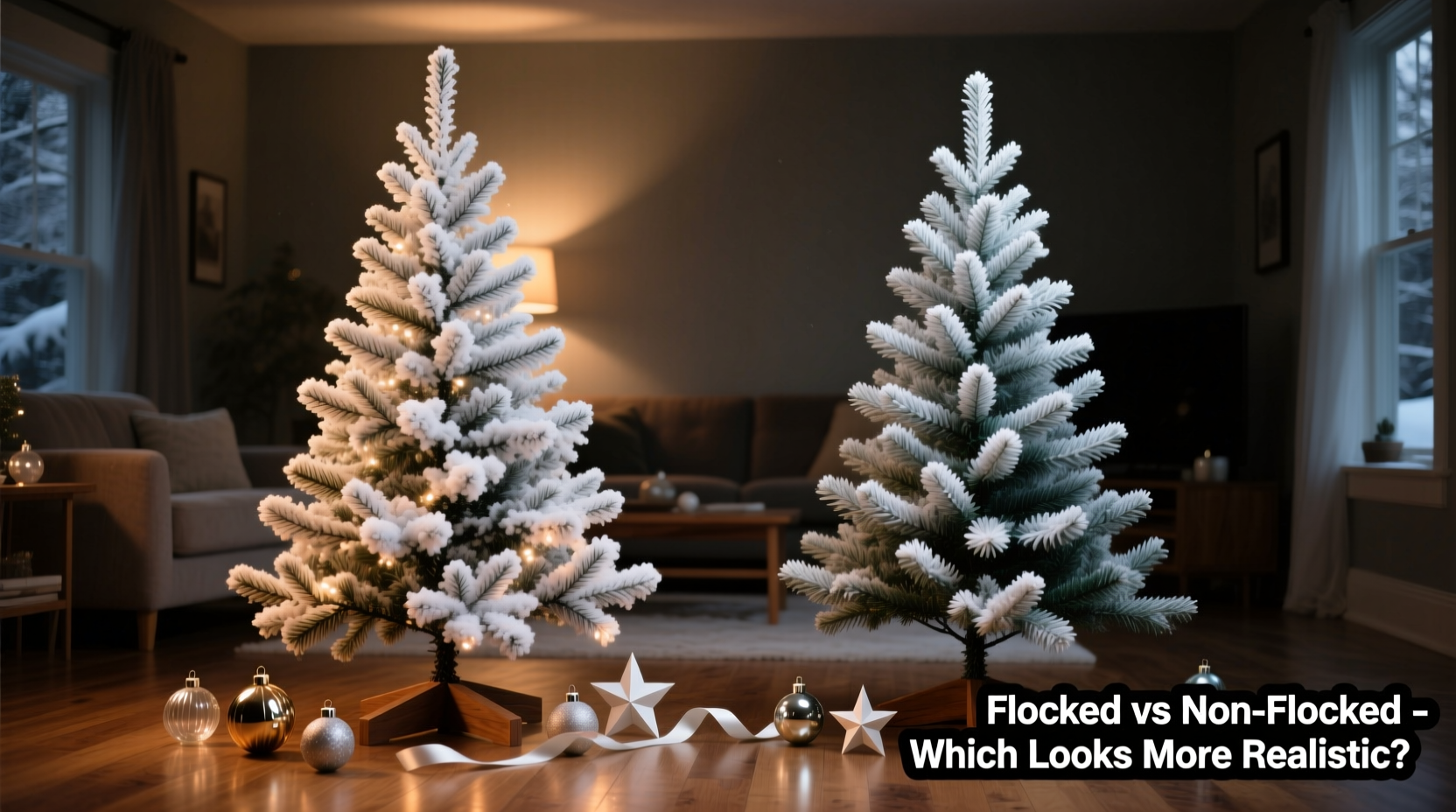 flocked vs non flocked artificial trees which looks more realistic