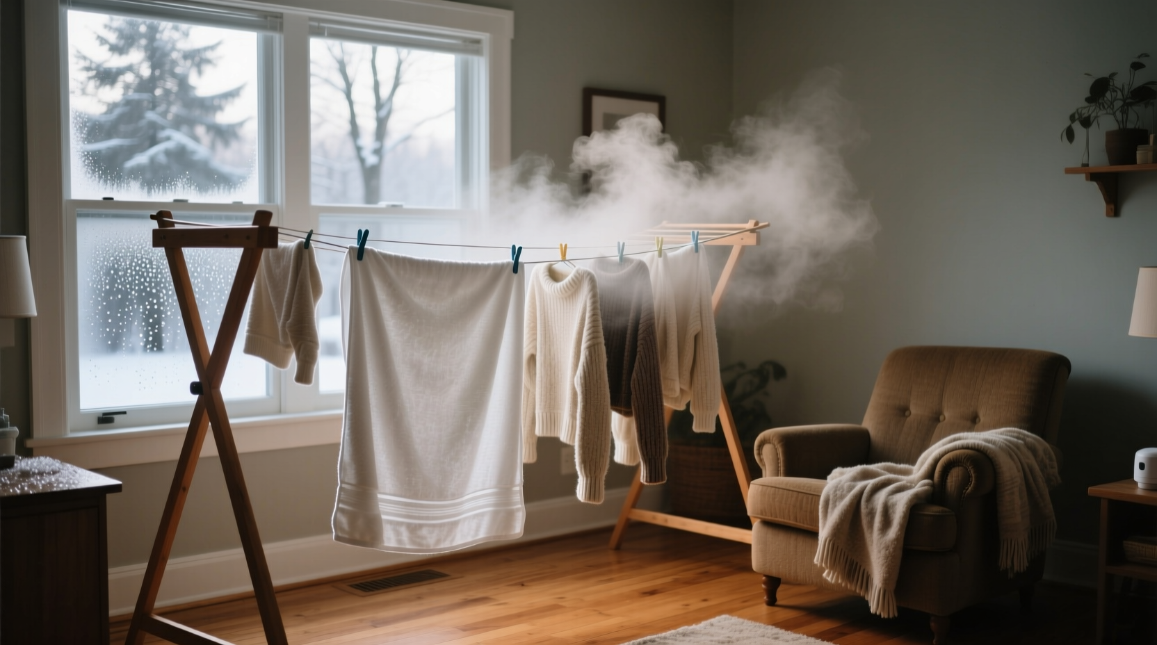 increase humidity without a humidifier by hang drying l