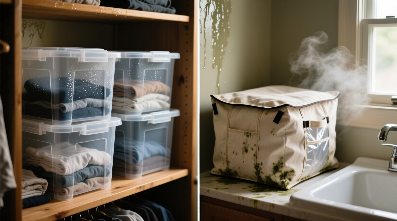 closet organization tips plastic bins beat fabric in humidity