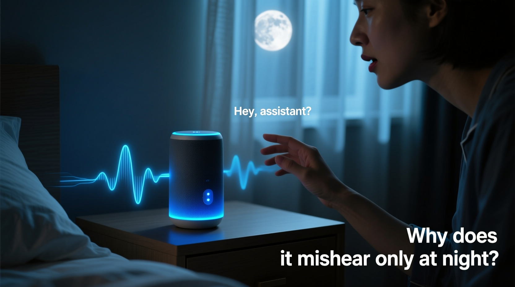 why does my voice assistant mishear commands only at night