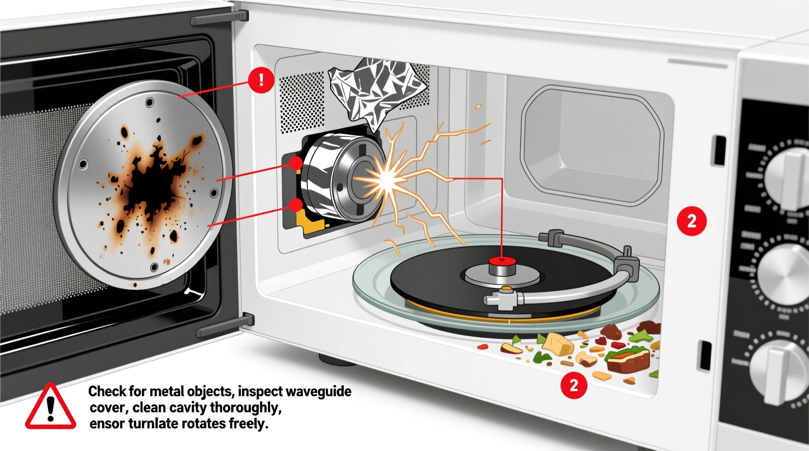 why does my microwave spark when i heat leftovers what to check now