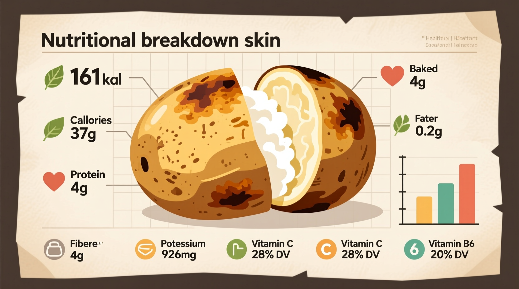 Nutritional breakdown of a baked potato with skin