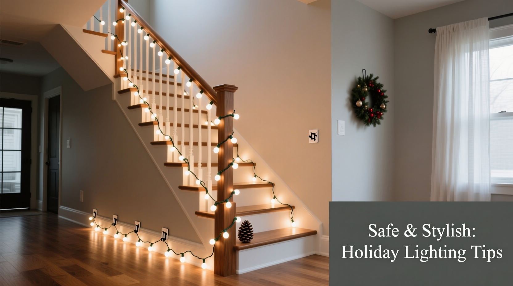 how to decorate a staircase with christmas lights without creating hazards