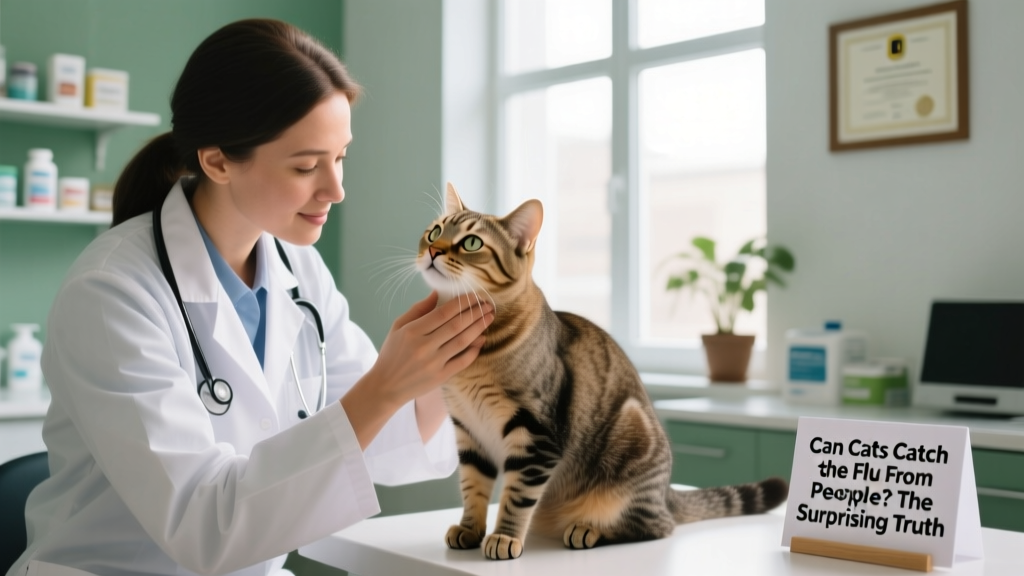 A veterinarian gently examining a cat’s eyes and nose during a routine wellness check