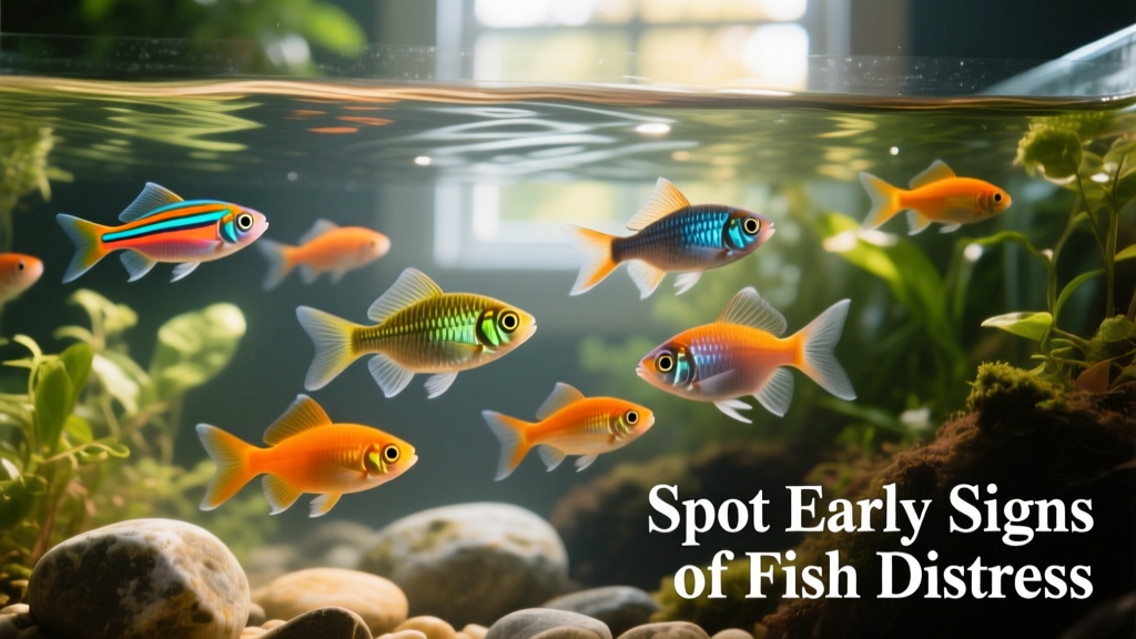 Close-up of a healthy community aquarium with vibrant fish swimming naturally