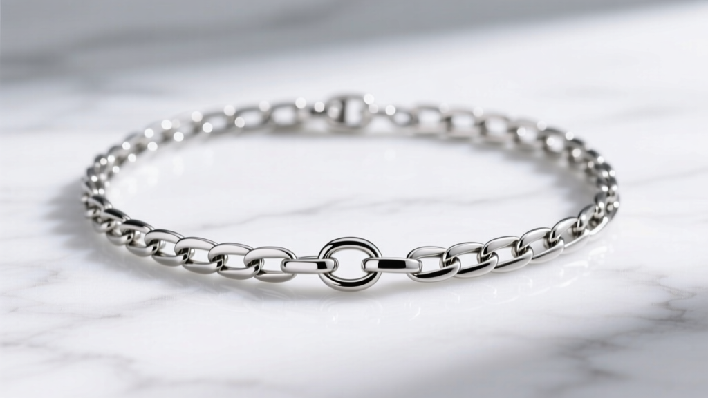 Sturdy 2.0mm stainless steel boxed chain necklace with a secure lobster clasp laid flat on white marble in natural daylight.