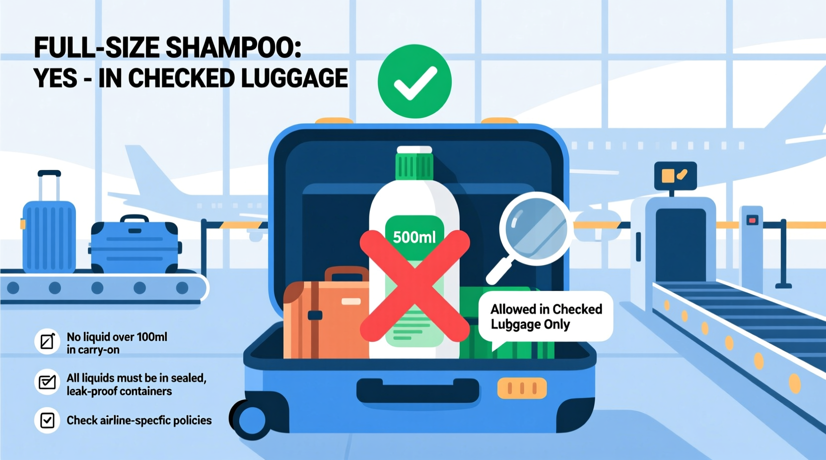 can you bring full size shampoo in checked luggage travel rules decoded