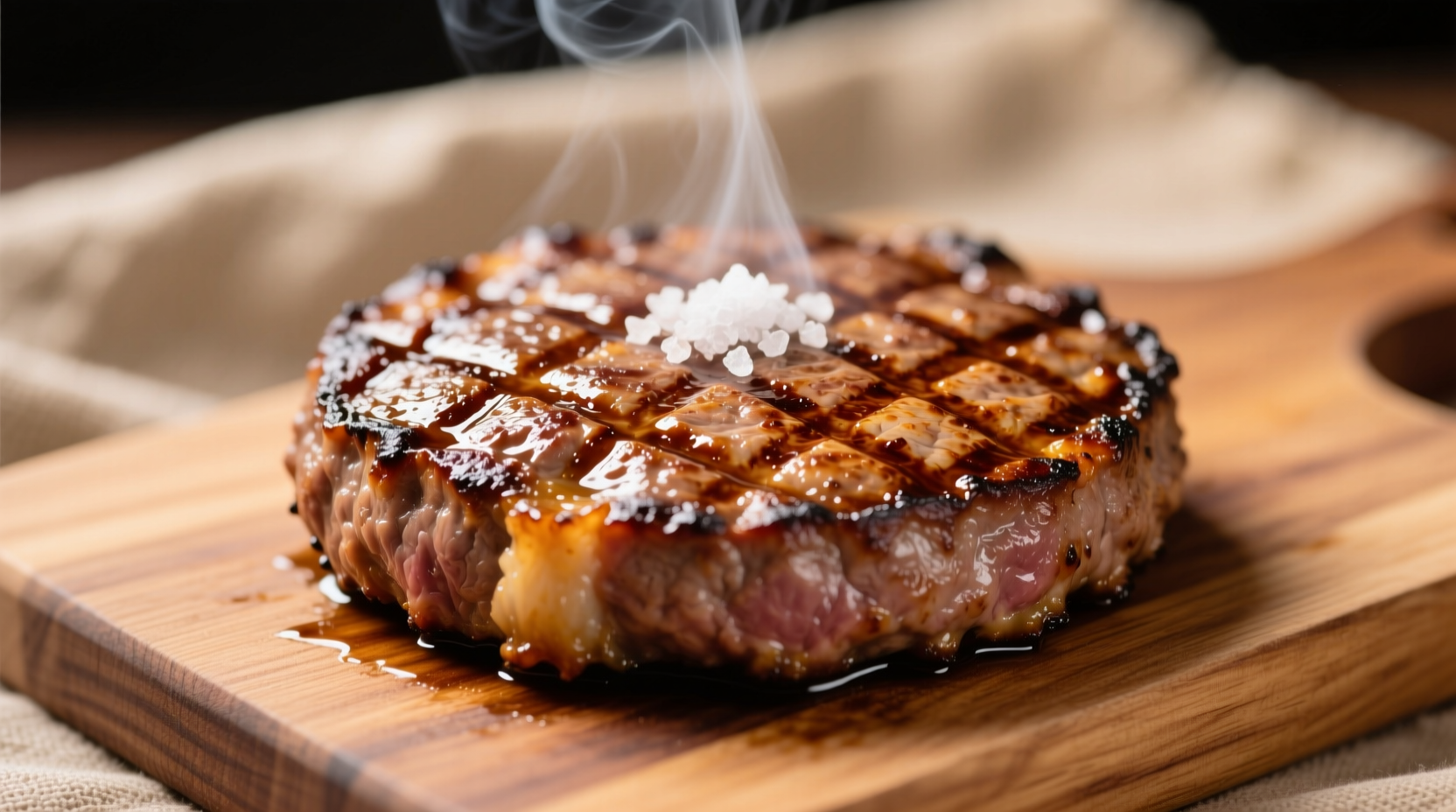 Perfectly seared hamburger steak with golden crust
