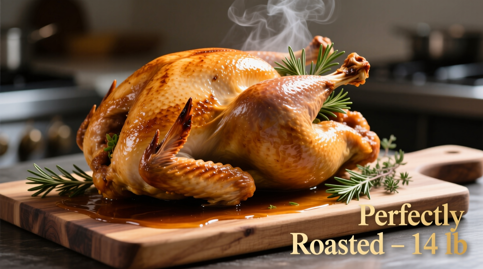 Perfectly roasted 14 lb turkey with golden skin