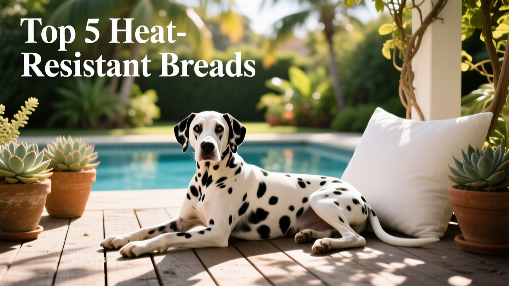 A Dalmatian lounging comfortably on a shaded patio on a sunny day