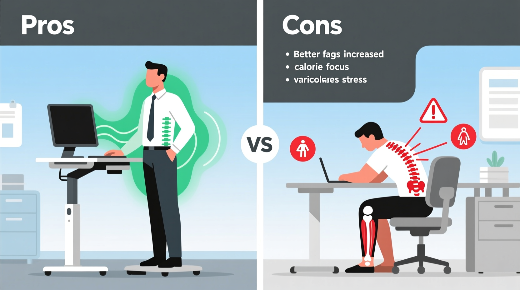are standing desks better for your back if used all day pros and cons