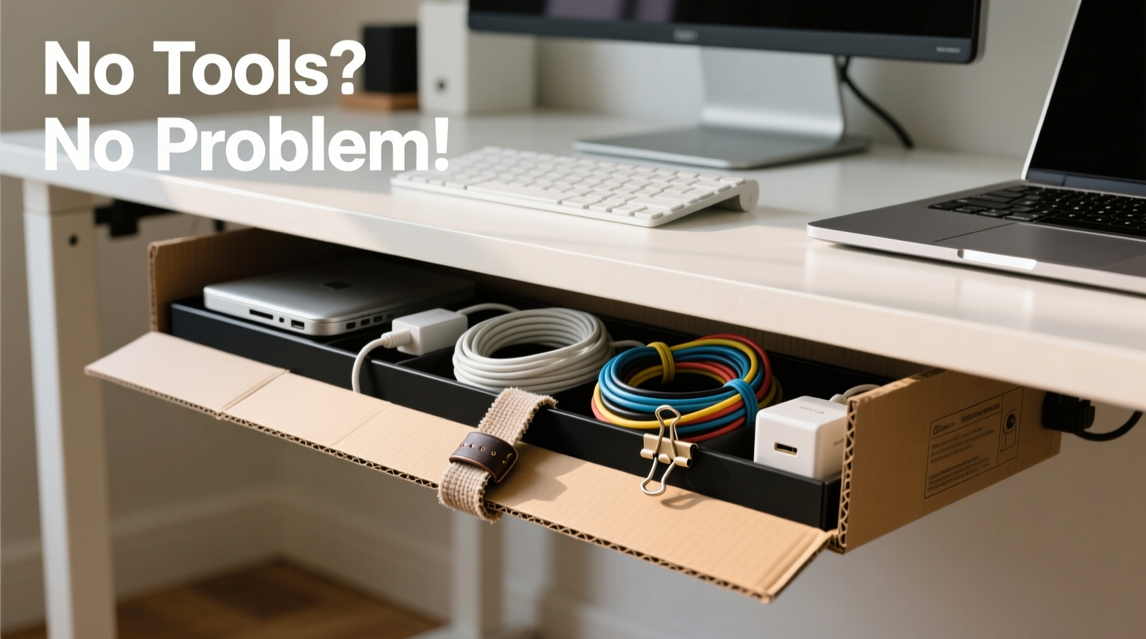 how to organize cords under your desk like a pro with no tools