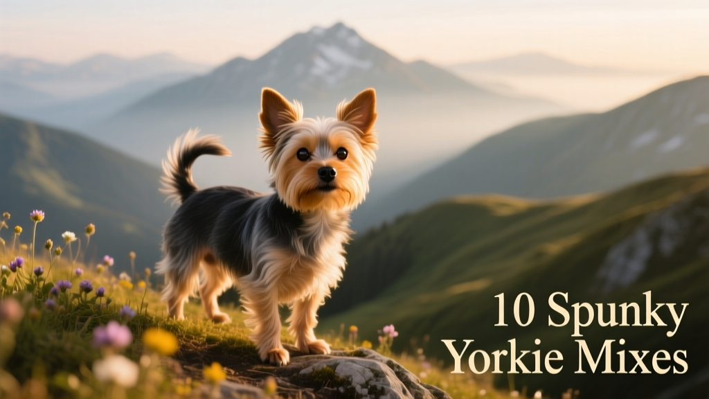 Chorkie, Chihuahua Yorkie mix, standing in mountain setting