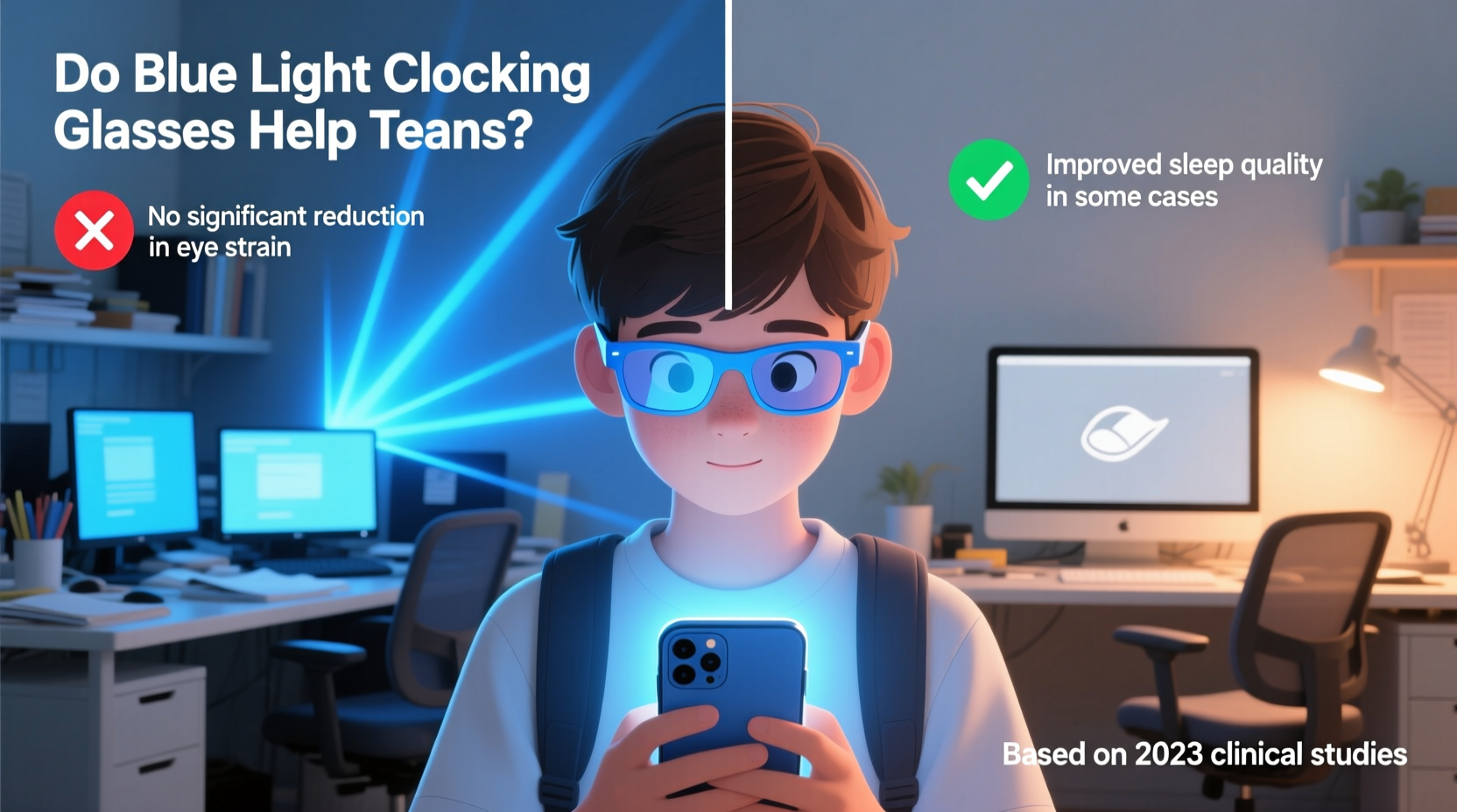 do blue light blocking glasses actually help with digital eye strain in teens