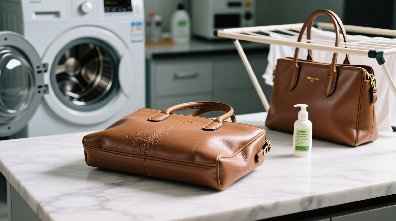 how to clean a washed vegan leather tote