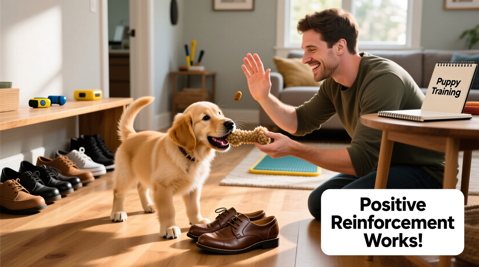 how to stop your puppy from chewing shoes using positive reinforcement