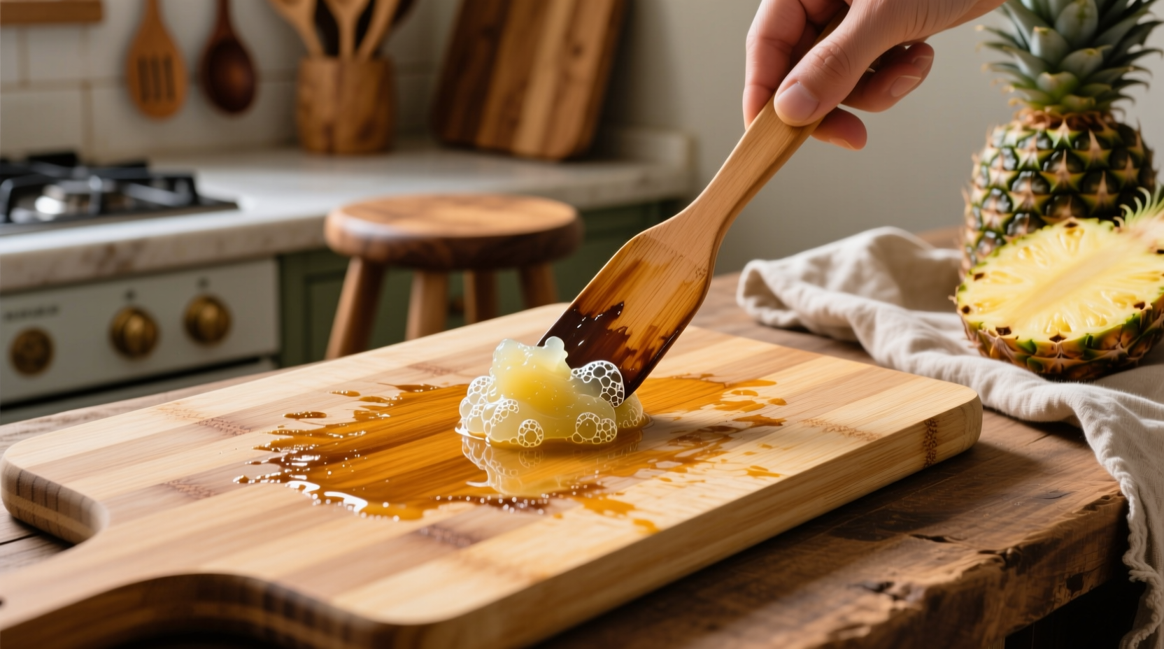 remove turmeric stains from bamboo boards