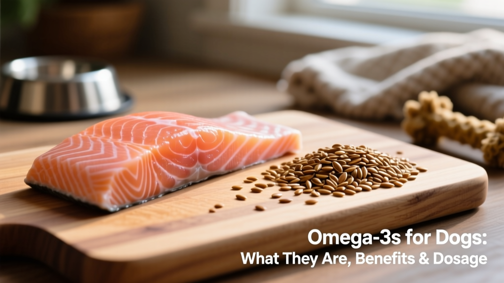 Close-up of salmon fillet and flaxseeds side by side, illustrating animal vs. plant sources of omega-3s