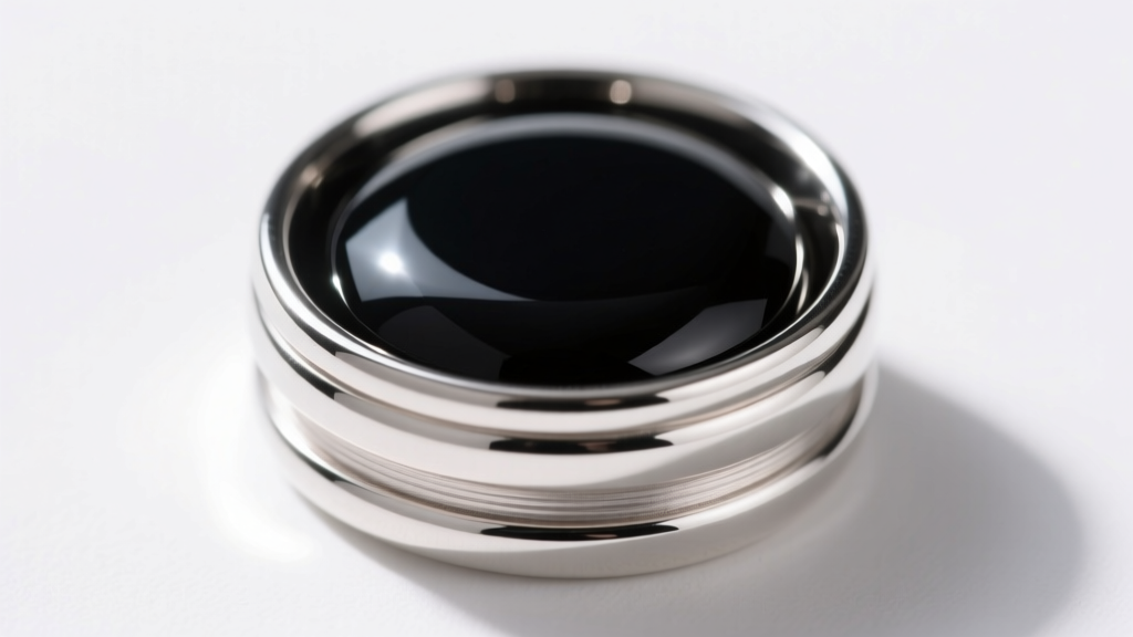 Cross-section diagram style photo showing the depth of a sterling silver bezel cup holding a 10mm black onyx stone, sharp focus