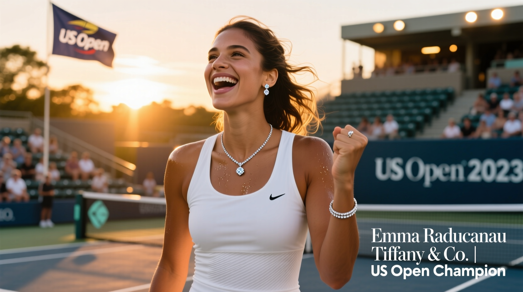 emma raducanu wins the tiffany crafted us open trophy dazzling in tiffany victoria earrings tiffany t1 bracelet and ring and a tiffany cross pendant