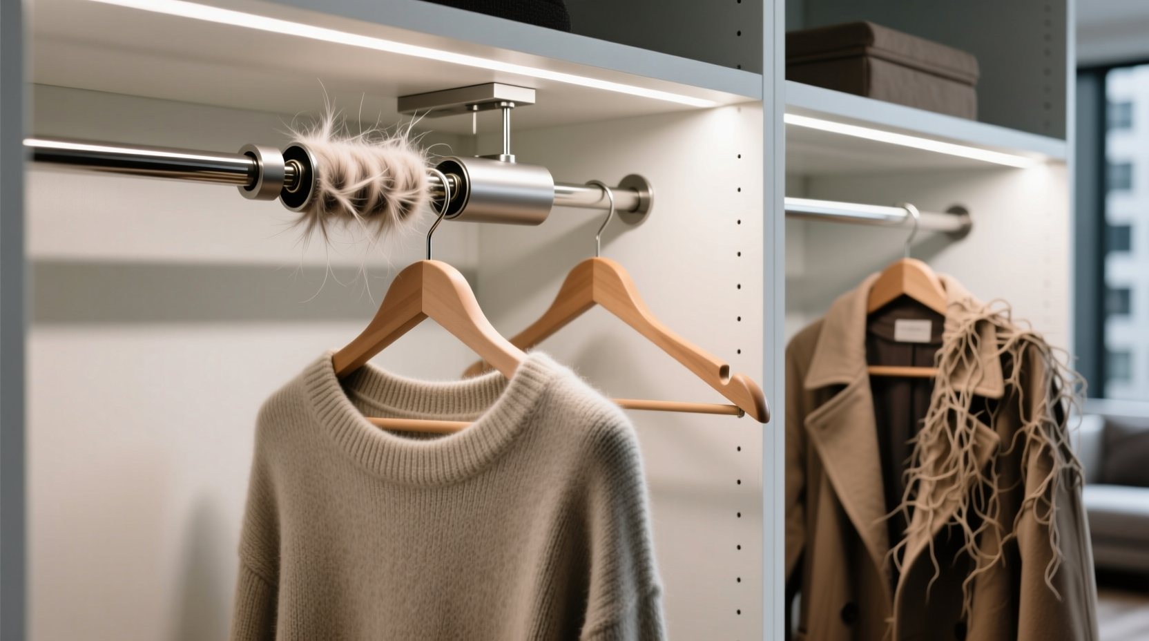 closet organization tips built in hanger rollers vs handheld tools
