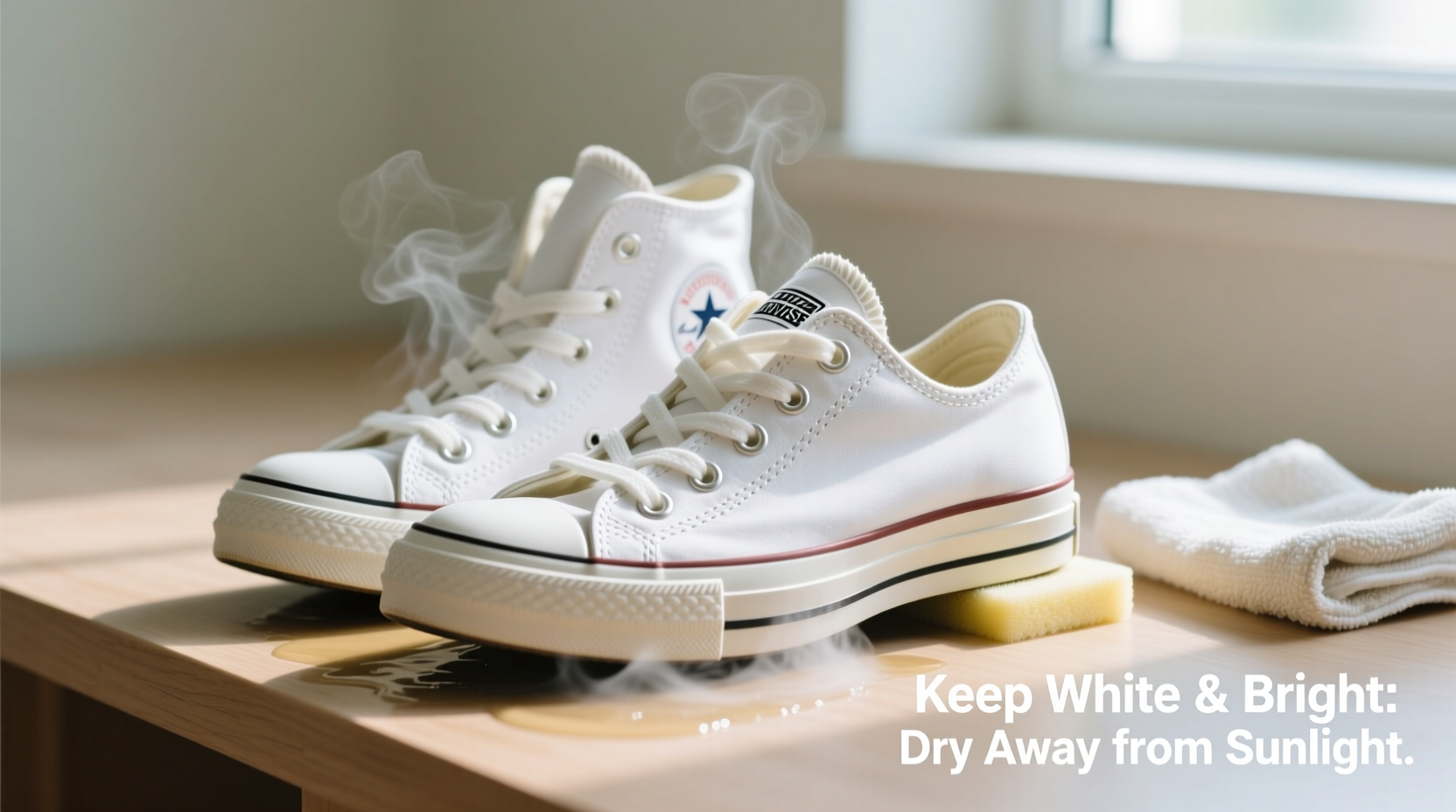 cleaning white converse without turning them yellow drying tips