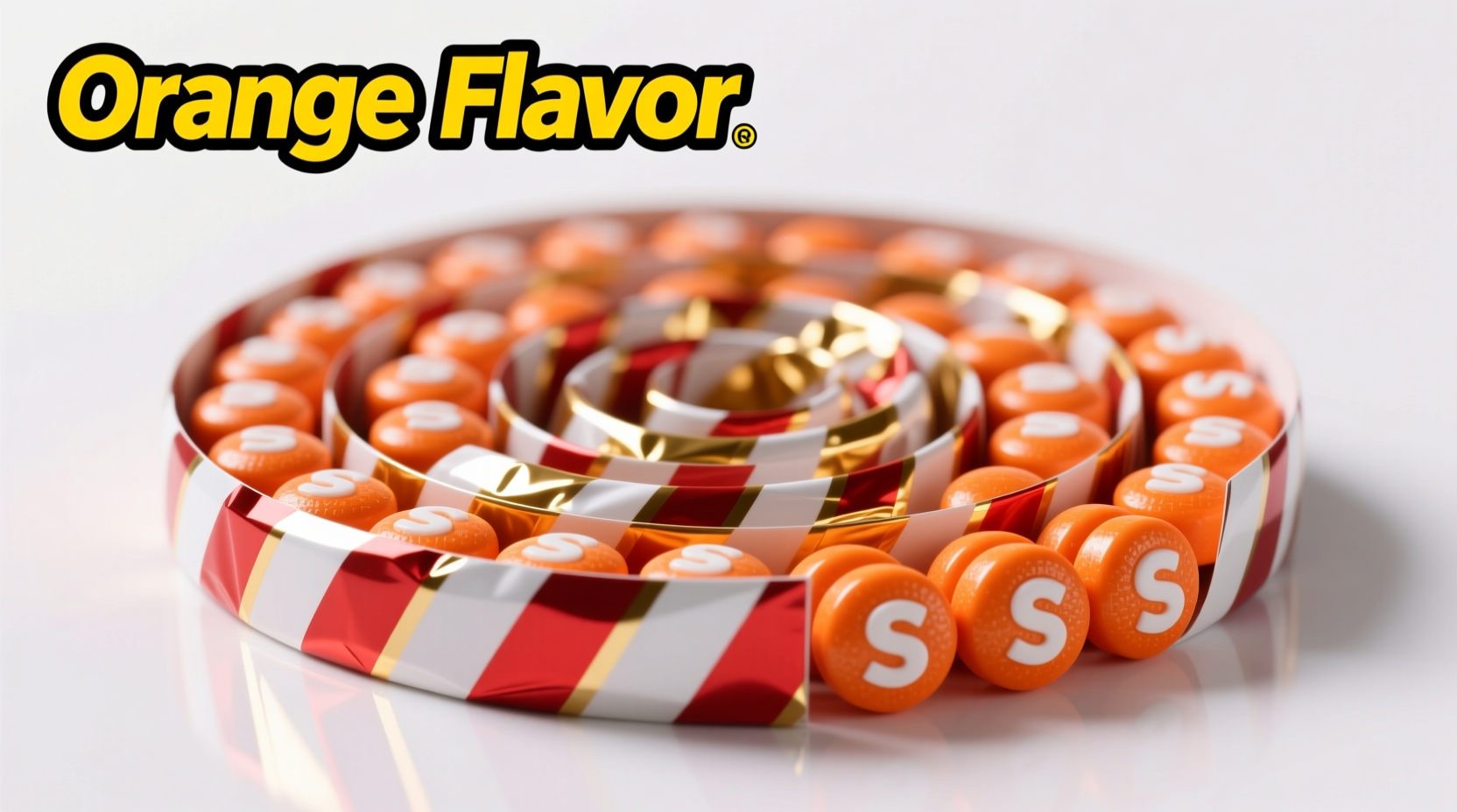 American Smarties roll showing white orange-flavored tablet